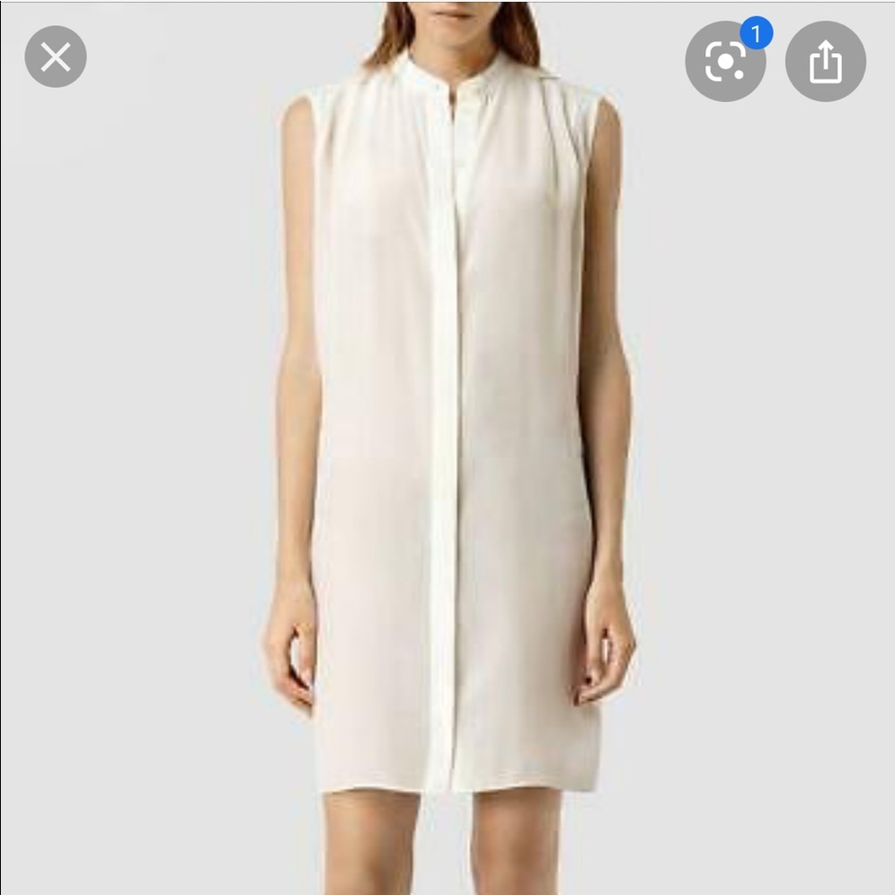NWOT AllSaints 100% Silk Light Grey Dress Size 0